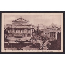 PLAZA LAVALLE TEATRO COLON TRANVIA ANTIGUA TARJETA POSTAL